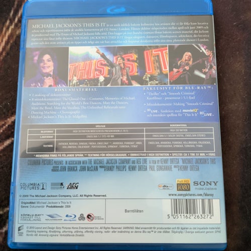 Michael Jackson's This Is It (Blu-ray), Svensk text, OOP