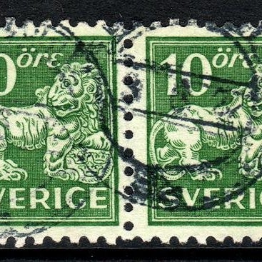 F.144Cbz, 10 öre Lejon, stämplat par med vm bz