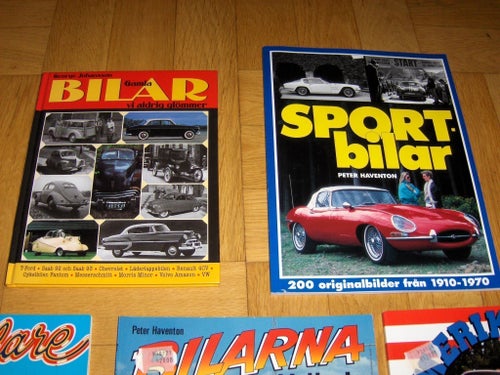 Bilböcker: "Bilar vi aldrig glömmer", "Sportbilar", "60-talare" Veteranbilar