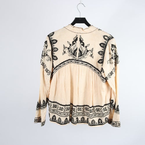 Oanvänd Öppen blus/ jacka Indiska, pärlbroderi, beige, stl. S nypris 1499 kr