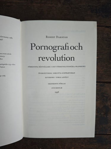 Pornografi och revolution av Robert Darnton, 1996