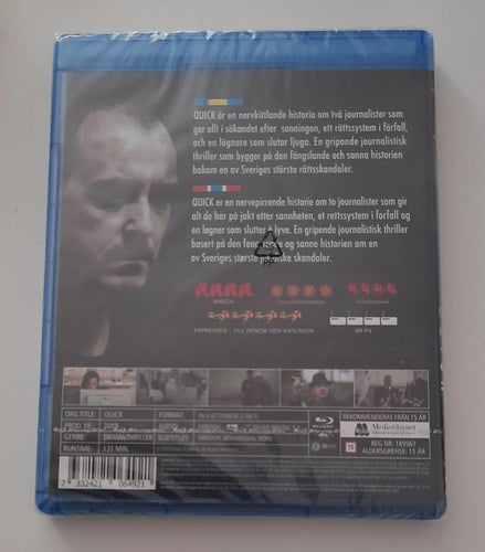 QUICK Blu-ray / 2019 / Jonas Karlsson / Svenskt Tal & Text / Ny Inplastad