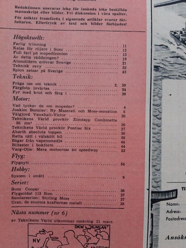 Teknikens Värld nr 5 1957: Zündapp Combinette, Pontiac Six, Vauxhall Victor