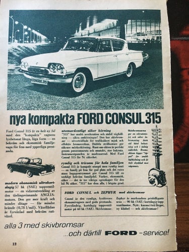 FORD CONSUL 315 Annons 1962
