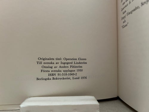 Operation Cicero Sponhistoria Ankara 1943-44 av Ludwig Carl Moyzisch