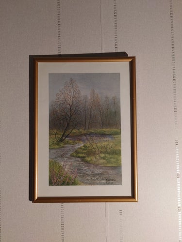 PÅR JULIUS TRYCK, MÅTT I GLASAD RAM 32 x 23 CM. MYCKET FINT SKICK.