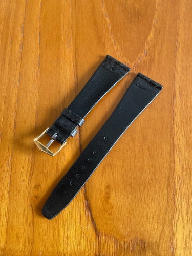 Läderband 20mm Krokodil svart vintage