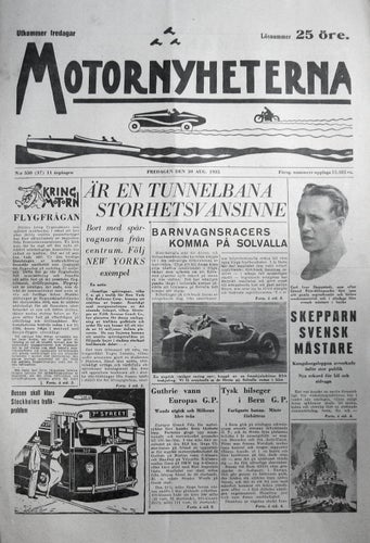 Motornyheterna 1935-37 Skepparn Svensk Mästare..Solvalla