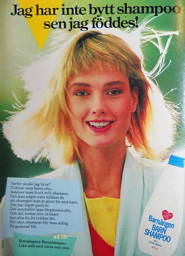 BARNÄNGEN SHAMPOO, TIDNINGSANNONS 1986