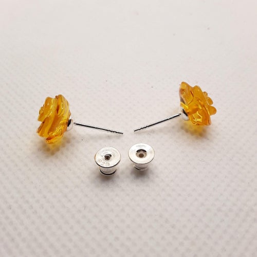 Amber Rose Earrings 925 Sterling Silver
