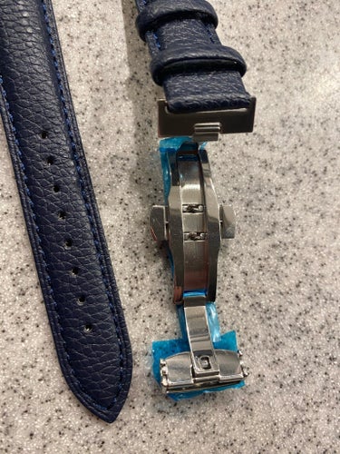 Blått Läderarmband 22mm mörkblå