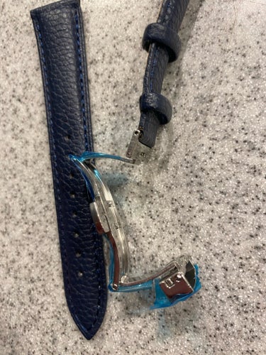 Blått Läderarmband 22mm mörkblå