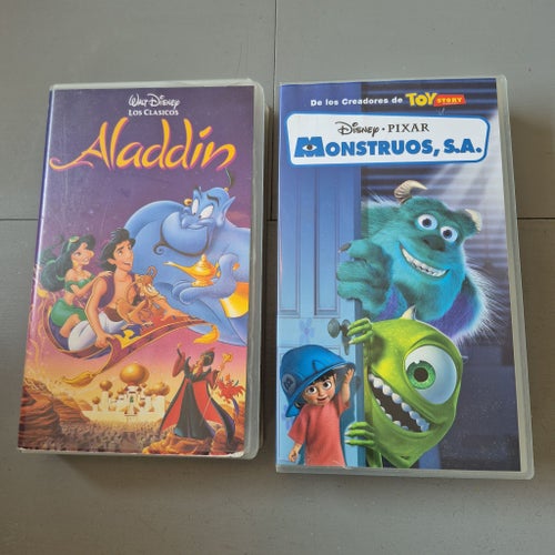 Aladdin och Monsters, Inc. VHS-filmer på spanska spain ovanliga i Sverig