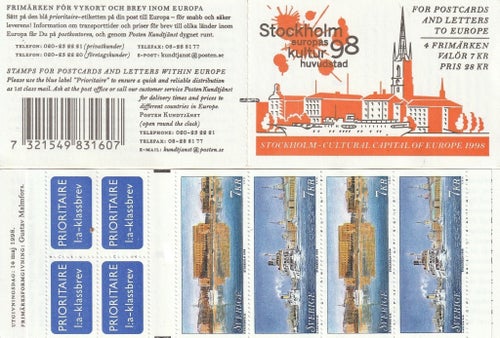 H 497 STOCKHOLM EUROPAS KULTUR HUVUDSTAD 98 MED RYGGTRYCK SE BILD