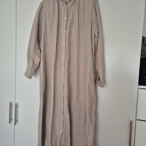 Beige Linneklänning från japanska Muji, str L. Ny utan lappar