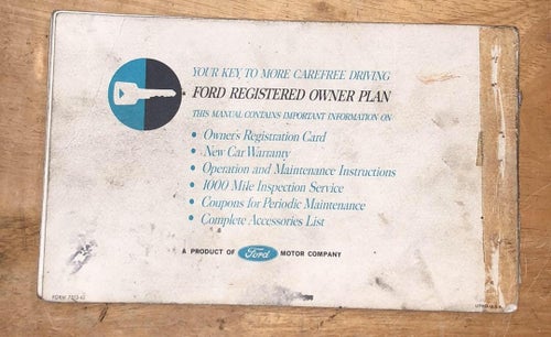1962 Ford Thunderbird Registered Owner´s Manual