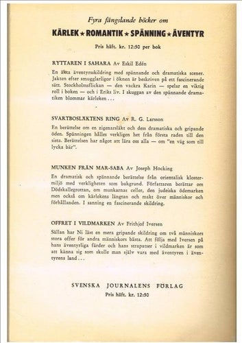 RYTTAREN I SAHARA - Eskil Edén (1961)