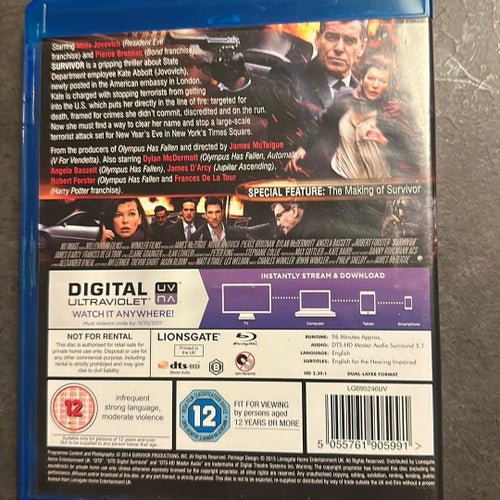 Survivor Blu-ray med Milla Jovovich och Pierce Brosnan