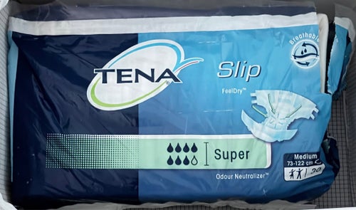 Äldre öppnad förpackning Tena inkontinensskydd Super Medium