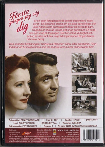 FÖRSTA GÅNGEN JAG SÅG DIG (PENNY SERENADE) - DVD (INPLASTAD)