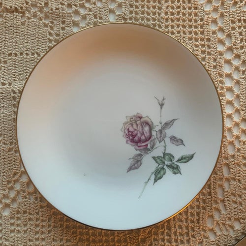 Senorita, Assiett Rörstrand, d: ca 17 cm, Senorita, vit med ros