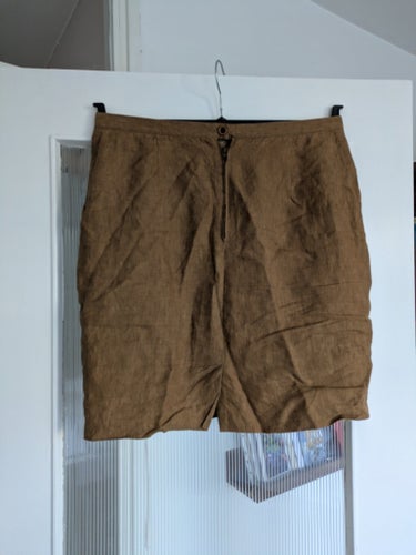 Elizabeth Ascot Collection okra färgad linne kjol, storlek 38
