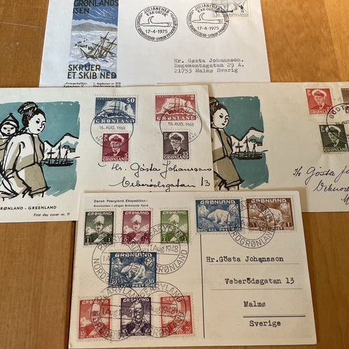 Grönland; fyra FDC och försändelser