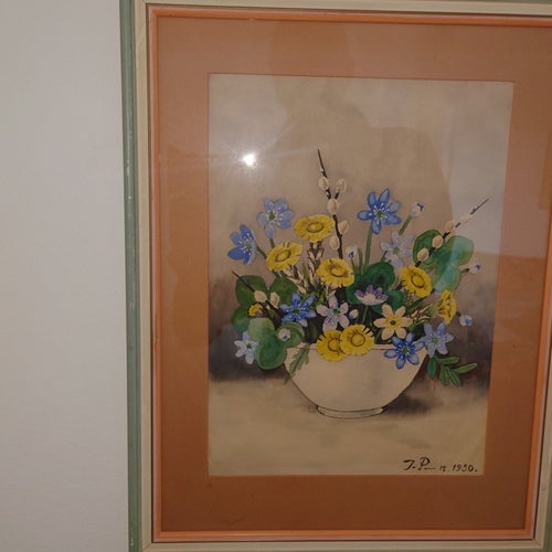 AKVARELL, SIGNERAD J. P_n. 1950. MÅTT I GLASAD RAM 42,5 x 33 CM.