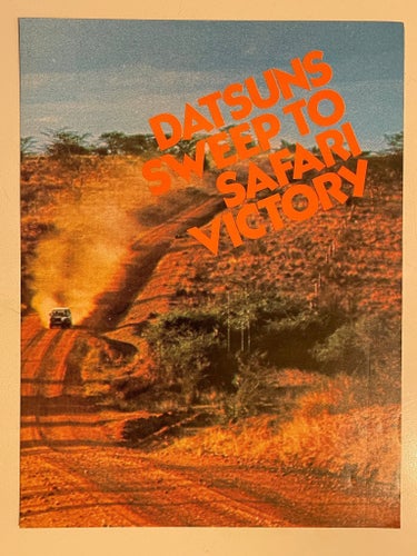 DATSUN SWEEP TO SAFARI VICTORY 1973 FOLDER MINT!