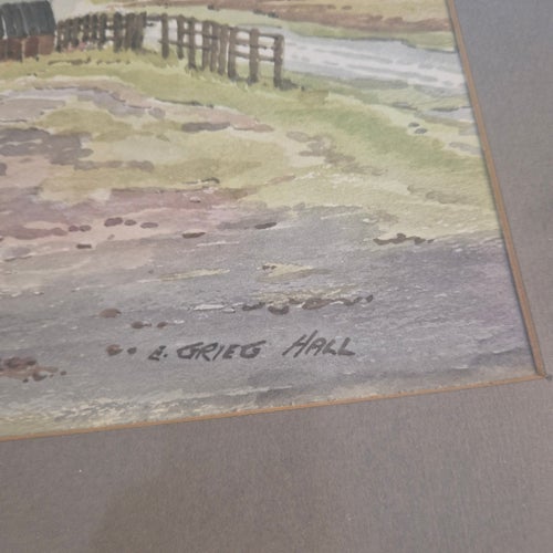 1 akvarell med kustmotiv från Skottland, E. Grieg Hall, 1977, 69*56 cm