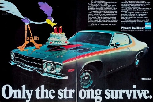 PLYMOUTH ROAD RUNNER, STOR REKLAMANNONS 1973