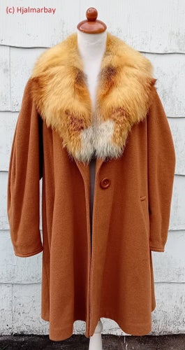 VINTAGE ULLKAPPA VINTERKAPPA PÄLSKRAGE Pälsjacka Pälskappa Päls Krage Rävpäls