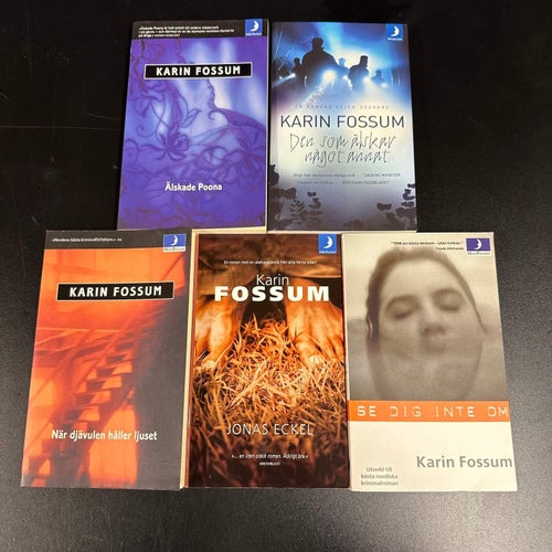 5 böcker av Karin Fossum - Jonas Eckel, Älskade Poona, Se dig inte om - Bokpaket