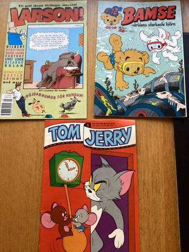 3 serietidningar, Bamse 12/2006, Tom & Jerry 9/1981 och Larsson 5/97