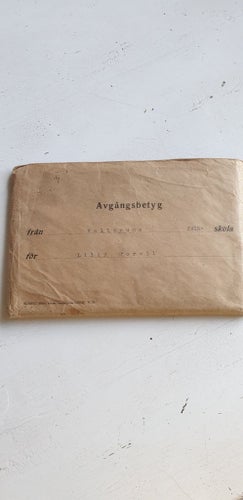 Avgångsbetyg Vallarums Folkskola 1930-talet