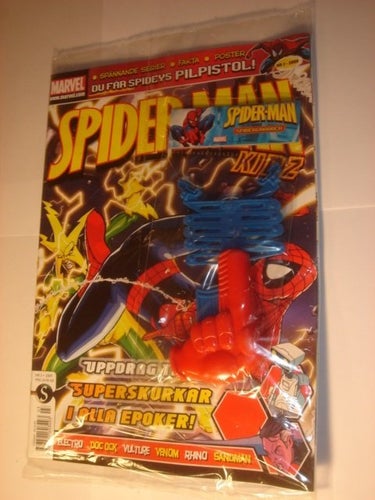 SPIDERMAN I ORIGINAL PLAST med leksak 2009 3 PIL PISTOL
