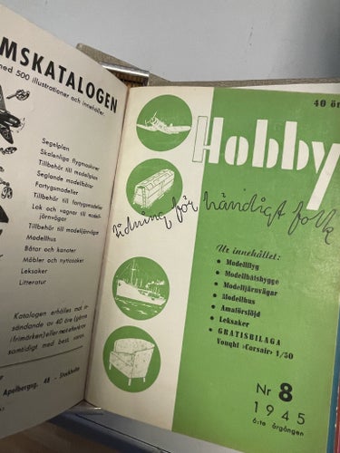 Min Hobby 1949-1946 i egentillverkade samlarpärmar.