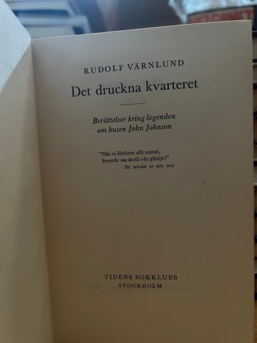Det druckna kvarteret av Rudolf Värnlund, bok, Very Fine plus