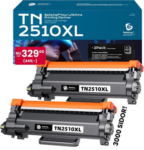 2st Toner kompatibla m Brother TN2510XL MFC-L2860DW / HL-L2400DW/3000-sidor