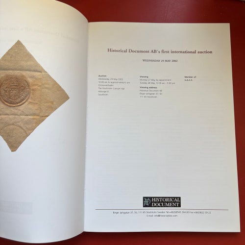HISTORICAL DOCUMENT AB`s FIRST INTERNATIONAL AUCTION WEDNESDAY 29 MAY 2002