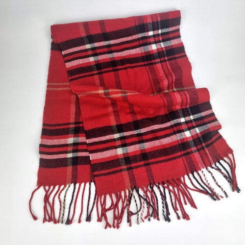 ÄKTA BURBERRY Burberrys svart/vit/röd halsduk scarf Ull Lammull