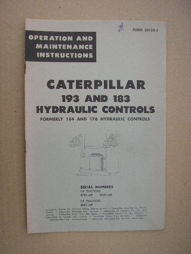 Op. and mainte. Instr. Caterpillar No. 183,193 Hyd. Control