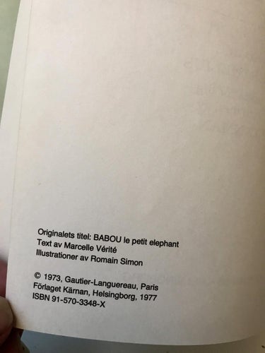 ELEFANTUNGEN BABOU Jenny Berthelius Nils Linnman 1977
