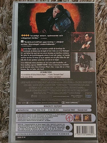 MINORITY REPORT - VHS. Svenskt Text .