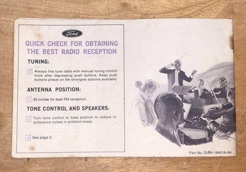 1971 AM/FM Stereo Radio Operating Manual