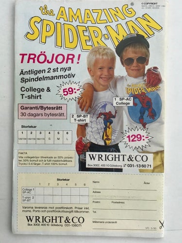 Spindelmannen - 1990:5. FN+ med Marvel Saga 5 och poster