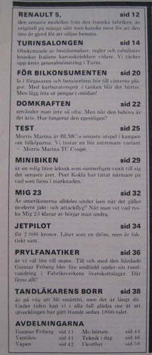 TEKNIKENS VÄRLD nr 1 1972 Morris Marina Mini Bike Renault 5 Jaguar XJ 13 **retro