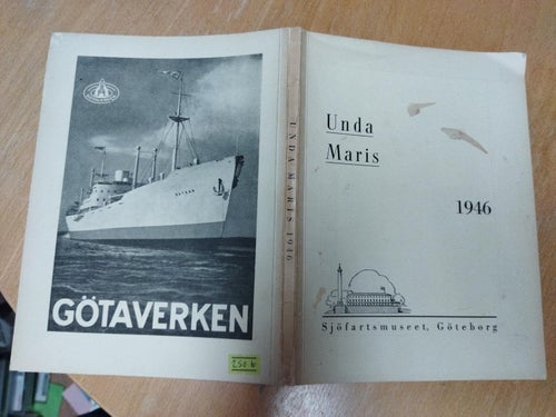 Unda Maris 1946 Sjöfartsmuseet Göteborg. Bok. Very Good plus