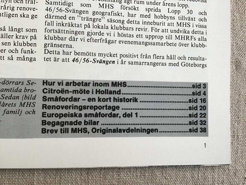 MOTORHISTORISKT MAGASIN NR 4 1982 CITROËN MÖTE I HOLLAND,SMÅ FORD