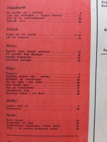 Teknikens Värld nr 13 1956: Fiat Multipla, Studebaker Golden Hawk, flyg-nummer